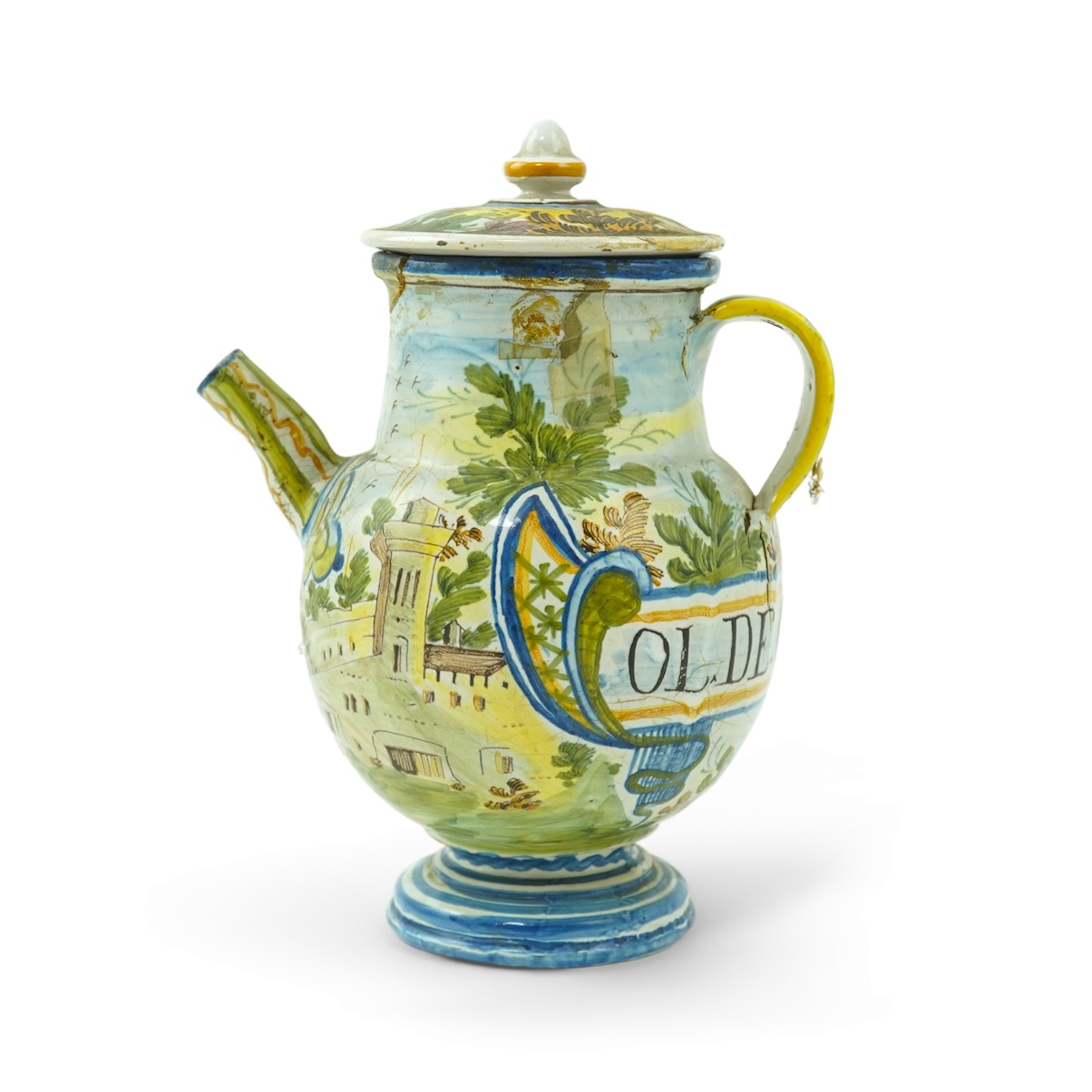 An Italian maiolica apothecary jug (brocca), 18th century